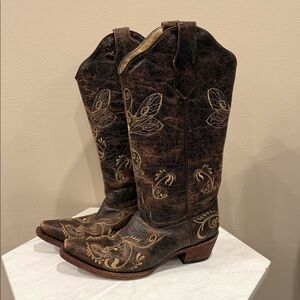 🔥Circle G Brown  Leather Cowboy Boots🔥